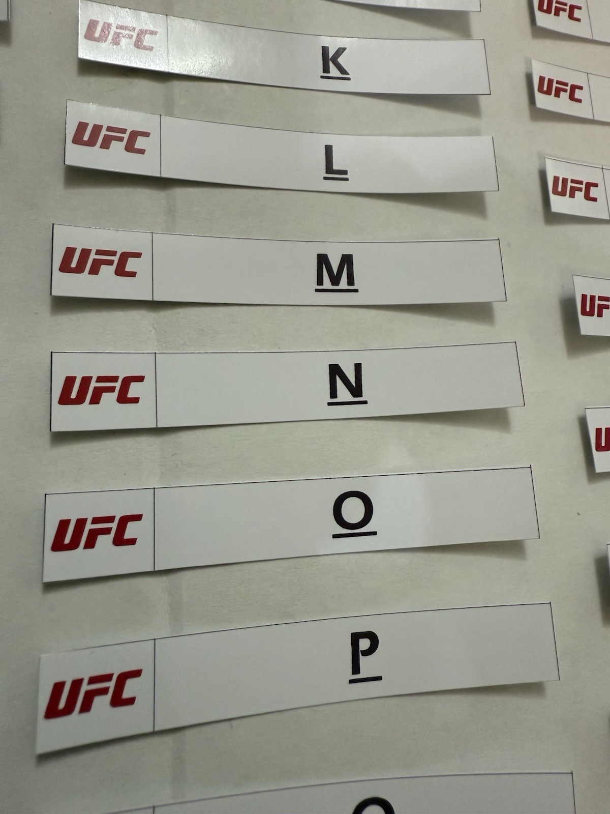 UFC A-Z Sticker Labels for BCW Card Dividers – Labels ONLY
