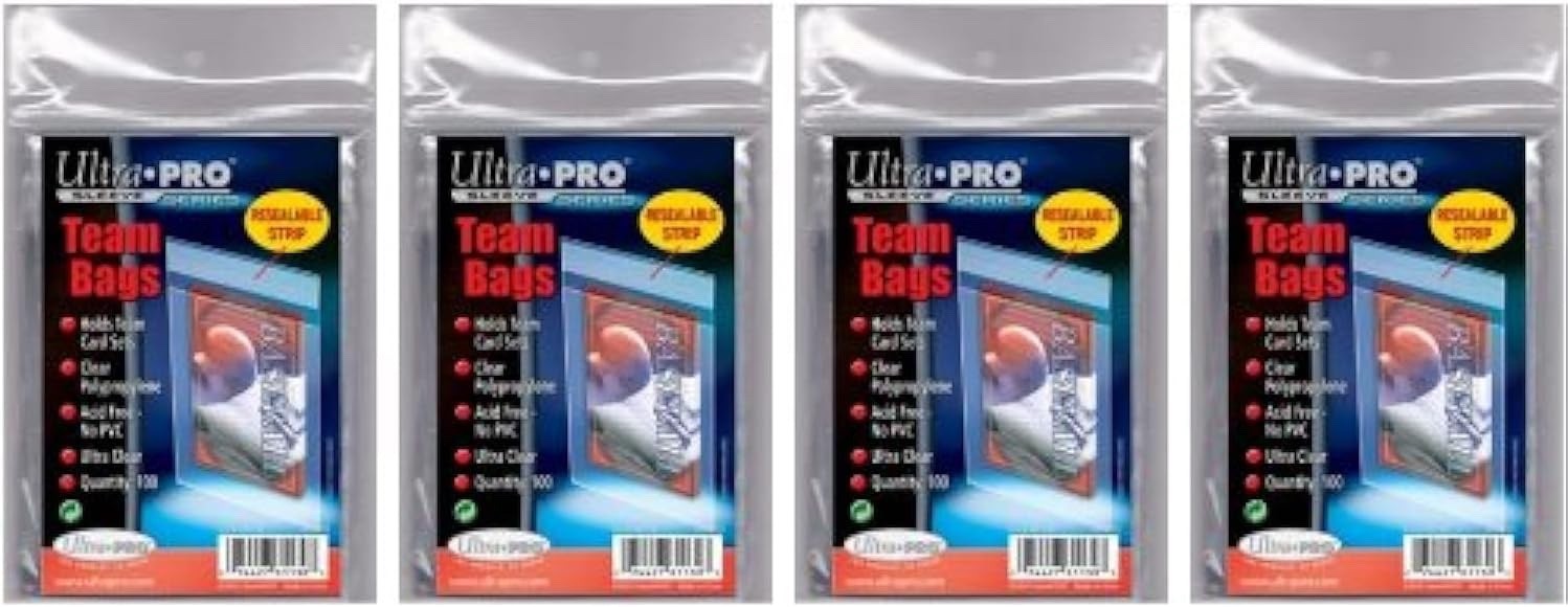 Ultra Pro 4 X 100 Count Team Bags for Sports Magic Pokemon Cards Standard Size