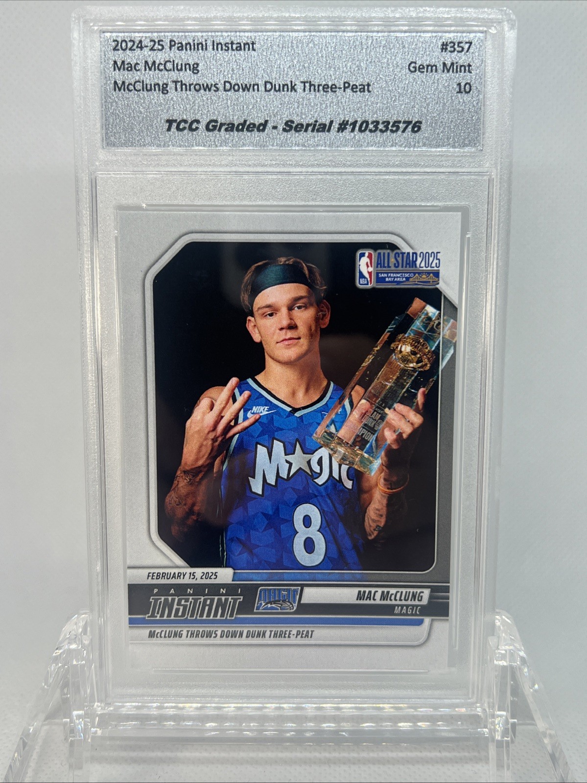2024-25 Panini Instant Mac McClung Slam Dunk Champion TCC Graded Gem Mint 10