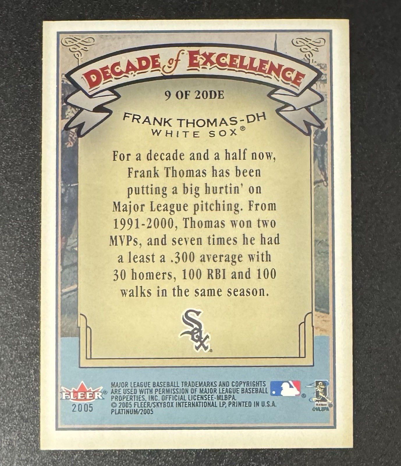 Frank Thomas 2005 Fleer Platinum Decade of Excellence (1:99 Packs) #9 – Chicago