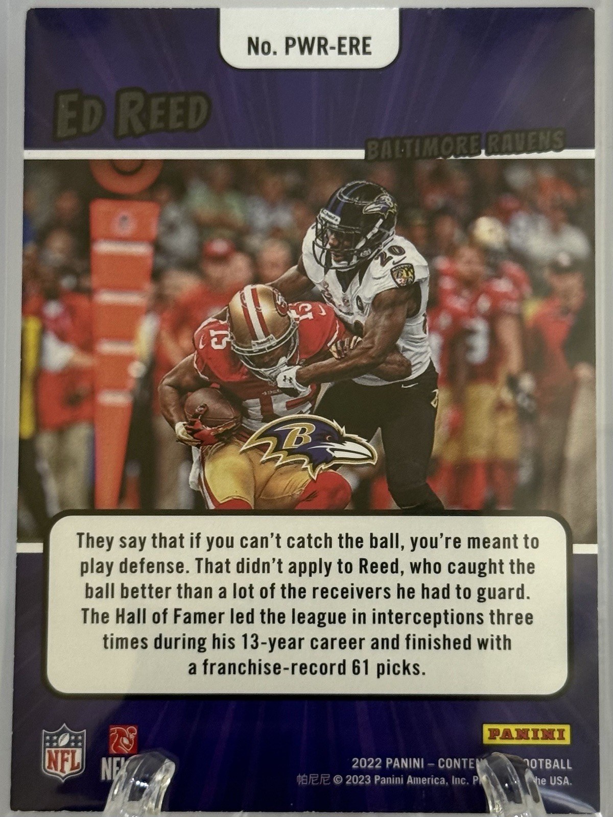 2022 Panini Contenders – Power Players Ed Reed #PWR-ERE Baltimore Ravens🔥