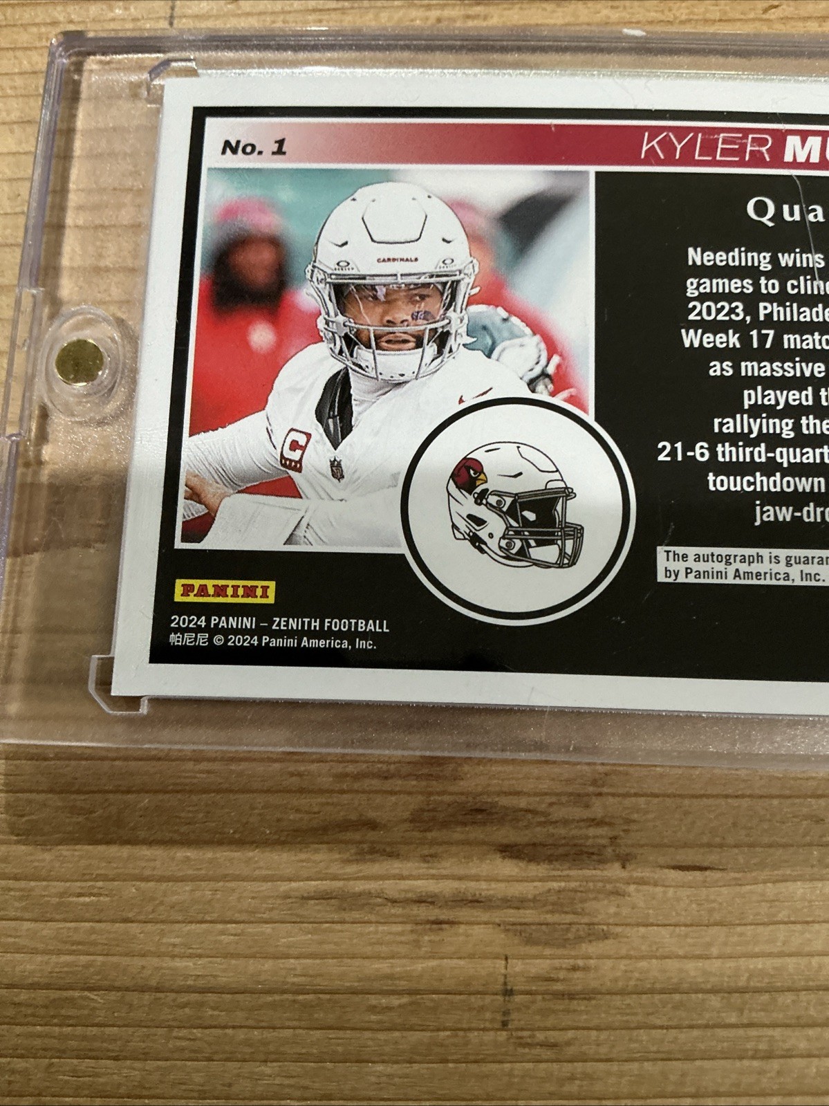 2024 Panini Zenith – Kyler Murray #1 Red Red Zone Autographs /49 (AU)