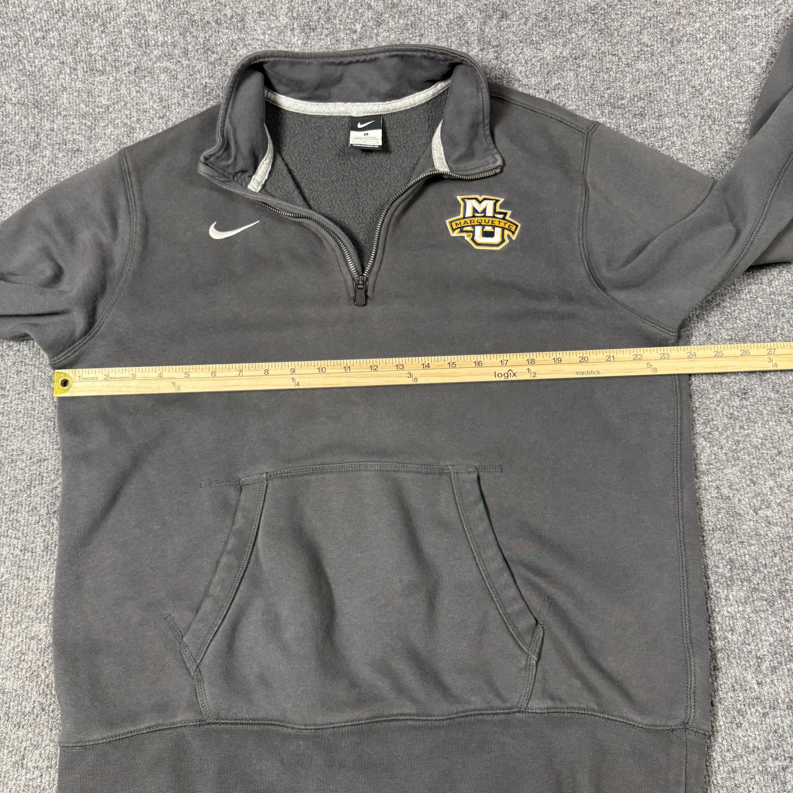 Marquette Golden Eagles Sweatshirt Mens Large Gray NCAA Basketball Nike 1/4 Zip