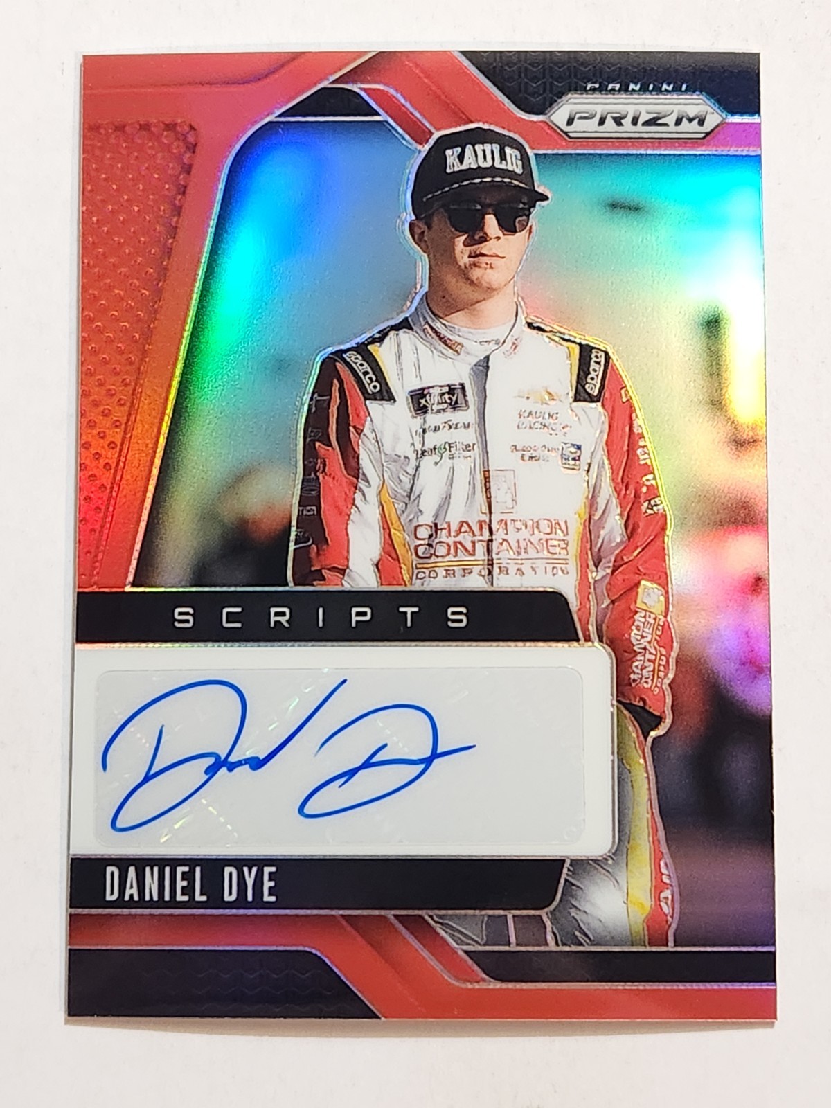 2025 Prizm NASCAR Racing Scripts Auto #S-DDY Daniel Dye Red Prizm #40/99