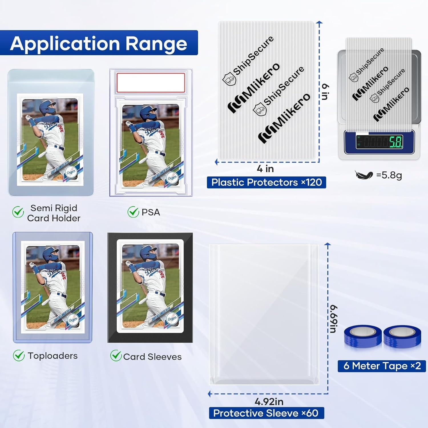 Card Protectors Trading Cards Shipping Supplies, 120-Pack 4” X 6” Graded Card