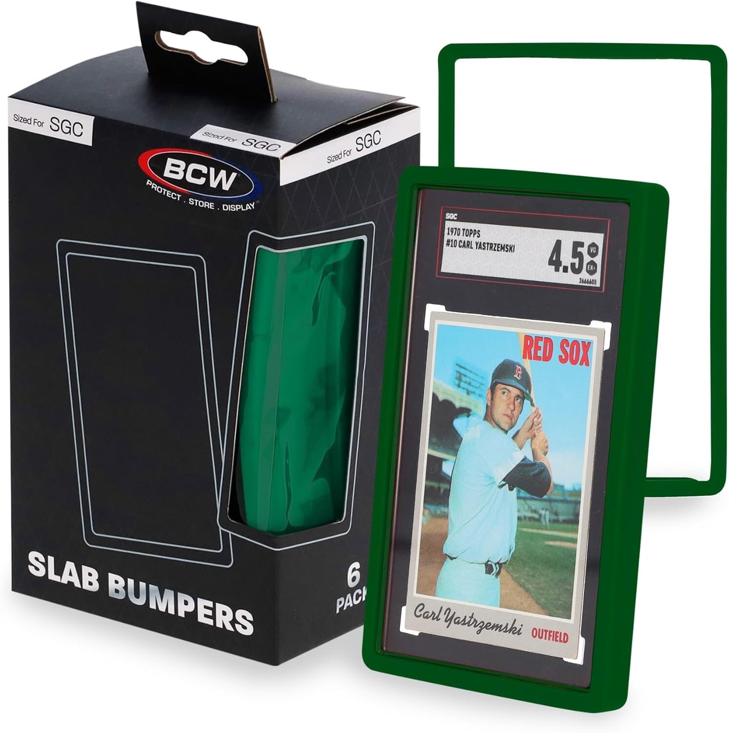6 BCW Graded Card Bumpers For SGC Certified Slab GREEN Silicone Edge Protection