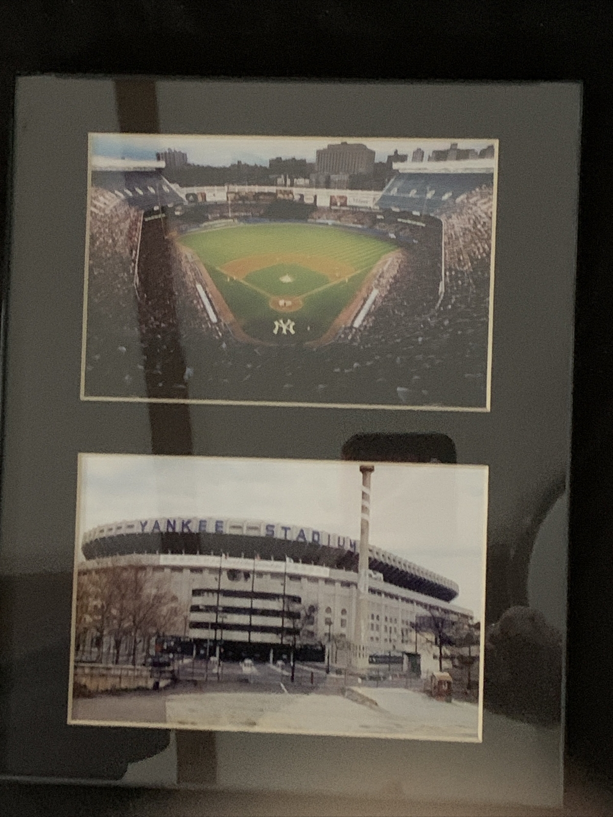 Yankee Stadium 2 Color Photos Each 4” x 6”, Matted & Framed Outside/Inside