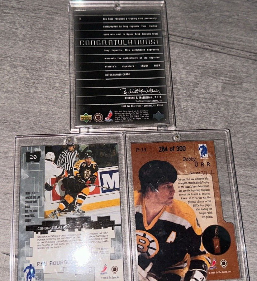 Boston Bruins Ray Bourque Phil Esposito Autographed Card Lot of 7