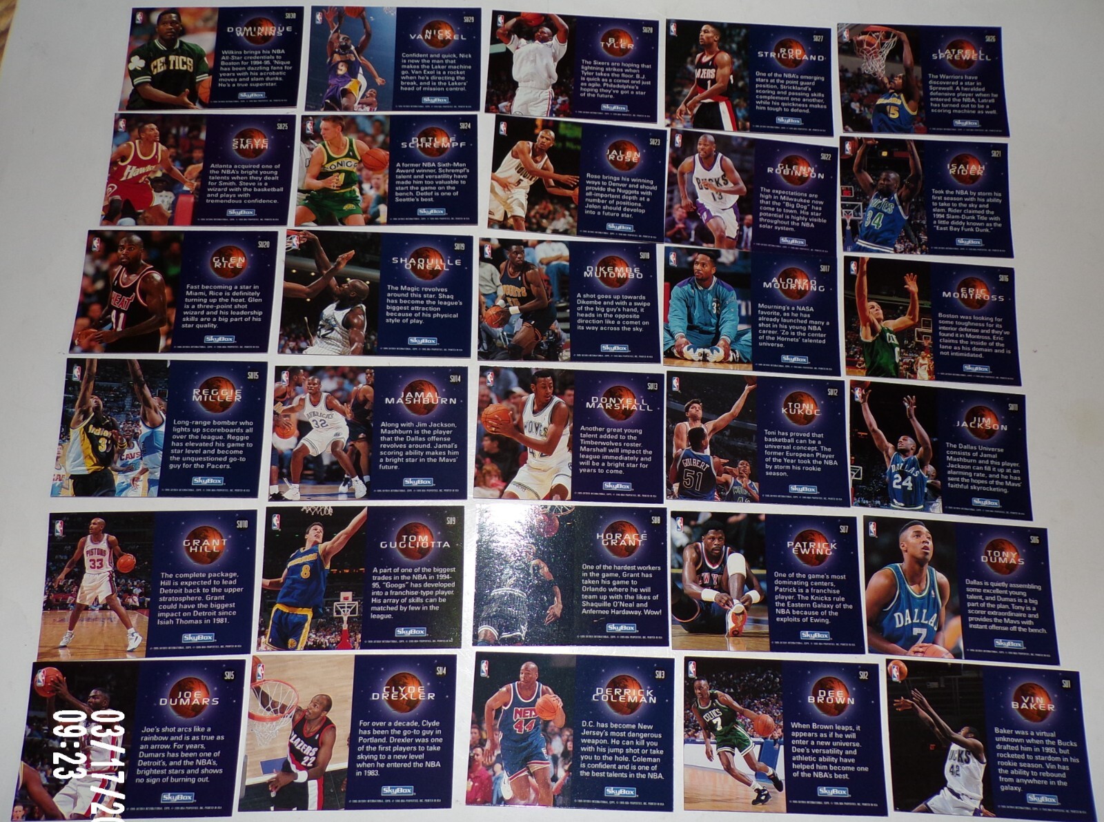 1994-95 Skybox Basketball Card Slammin Universe Complete Insert Set 1-30 Shaq