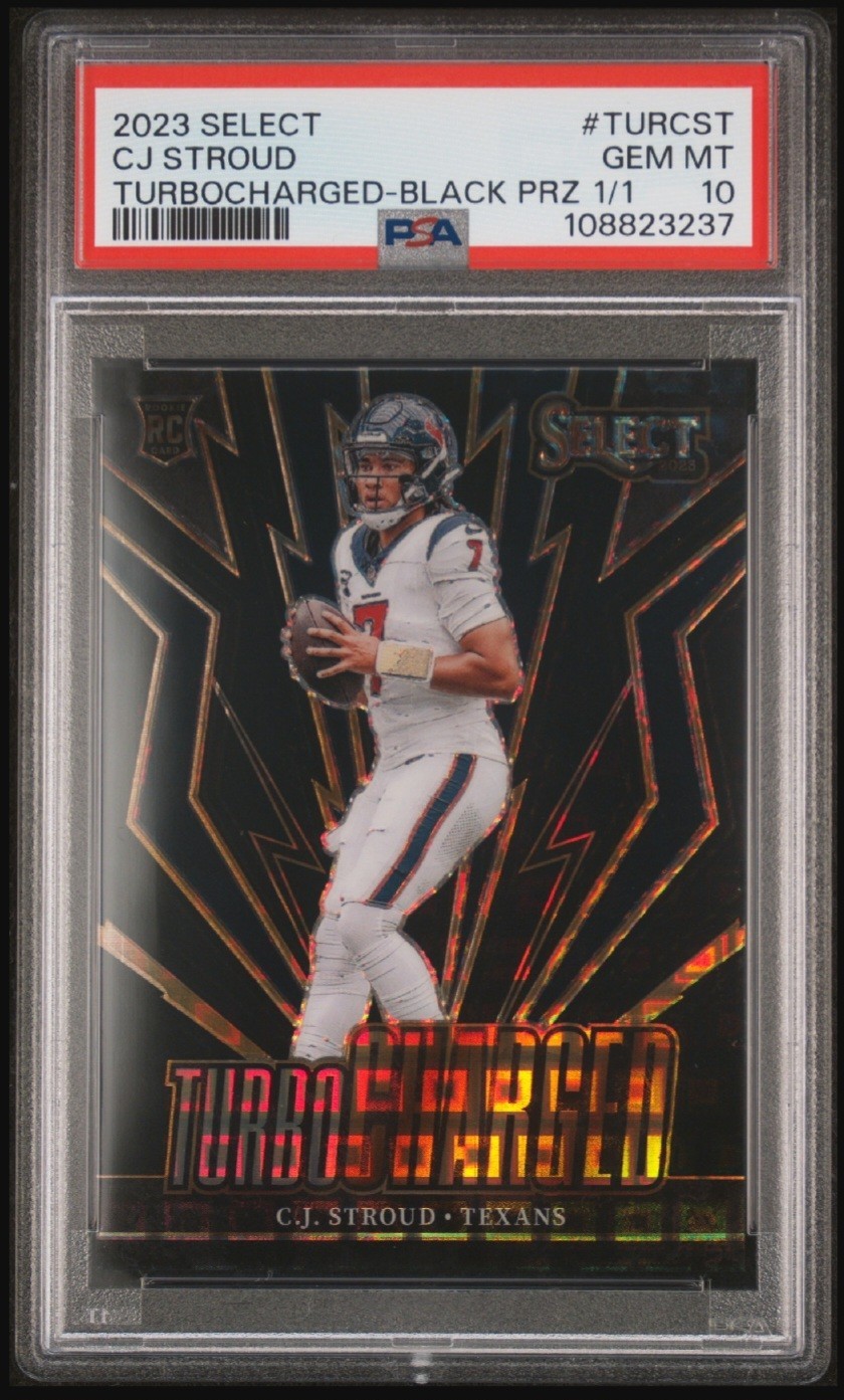 2023 Panini Select – Turbocharged C.J. Stroud #TUR-CST Black Prizm 1/1 PSA 10