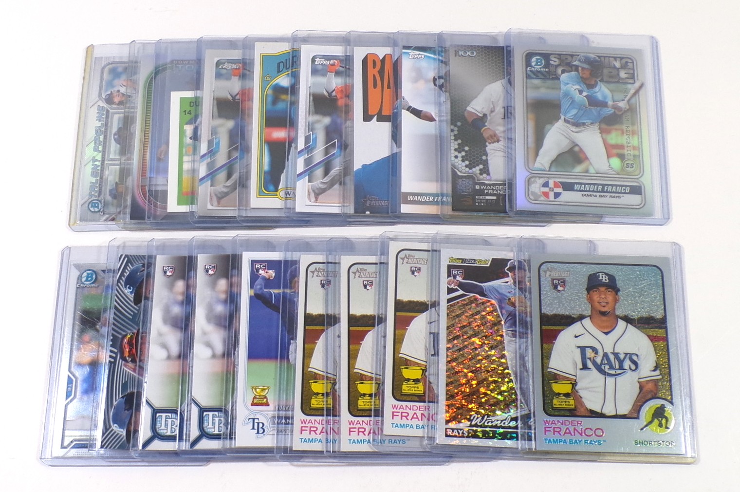 Lot of (53) 2019 to 2022 Wander Franco Cards RC’s Topps Bowman Chrome Heritage