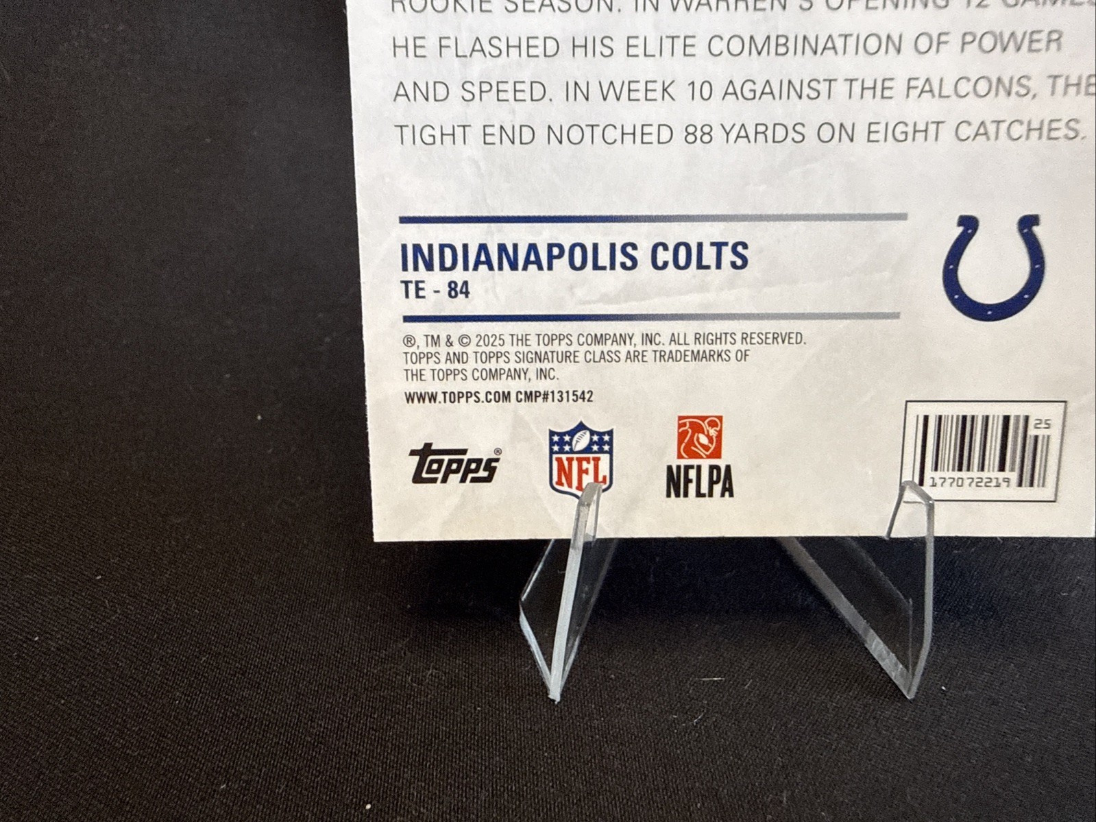 Tyler Warren 2025 Topps In Session IS-9 RC Indianapolis Colts