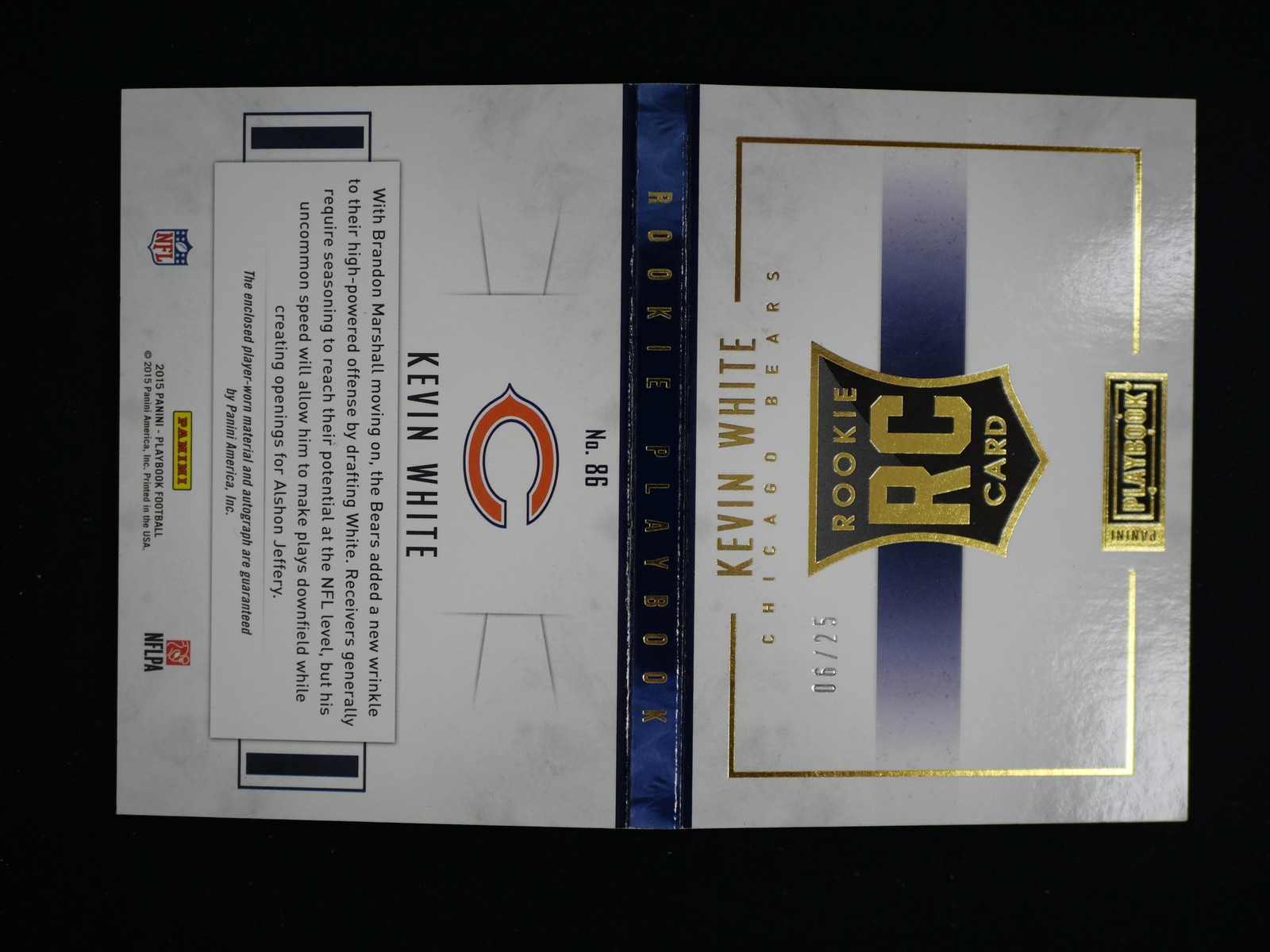 2015 Panini Playbook #86 Kevin White Rookie Booklet Signature Plays #/25