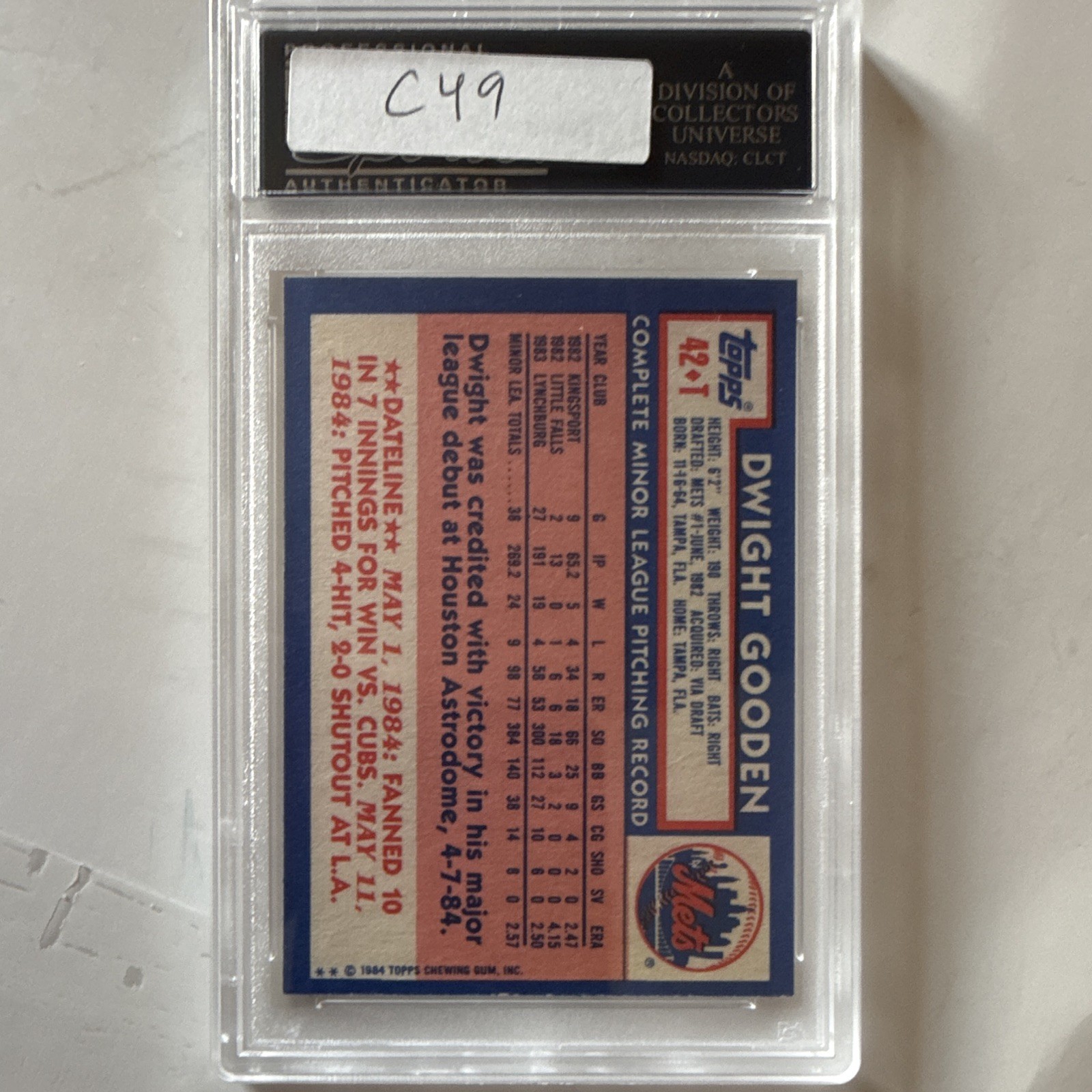 Topps 1984 Traded Dwight Gooden #42-T Rookie RC PSA 84099610
