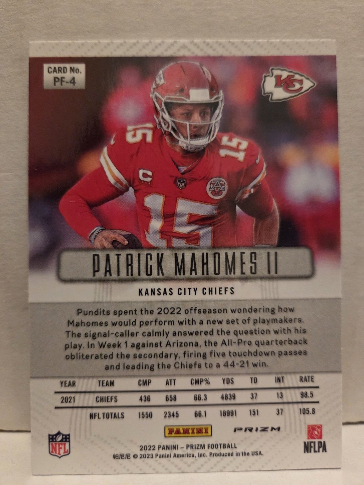 Patrick Mahomess II 2022 Panini Prizm #PF-4 Silver SP Flashbacks 2012 Design EX
