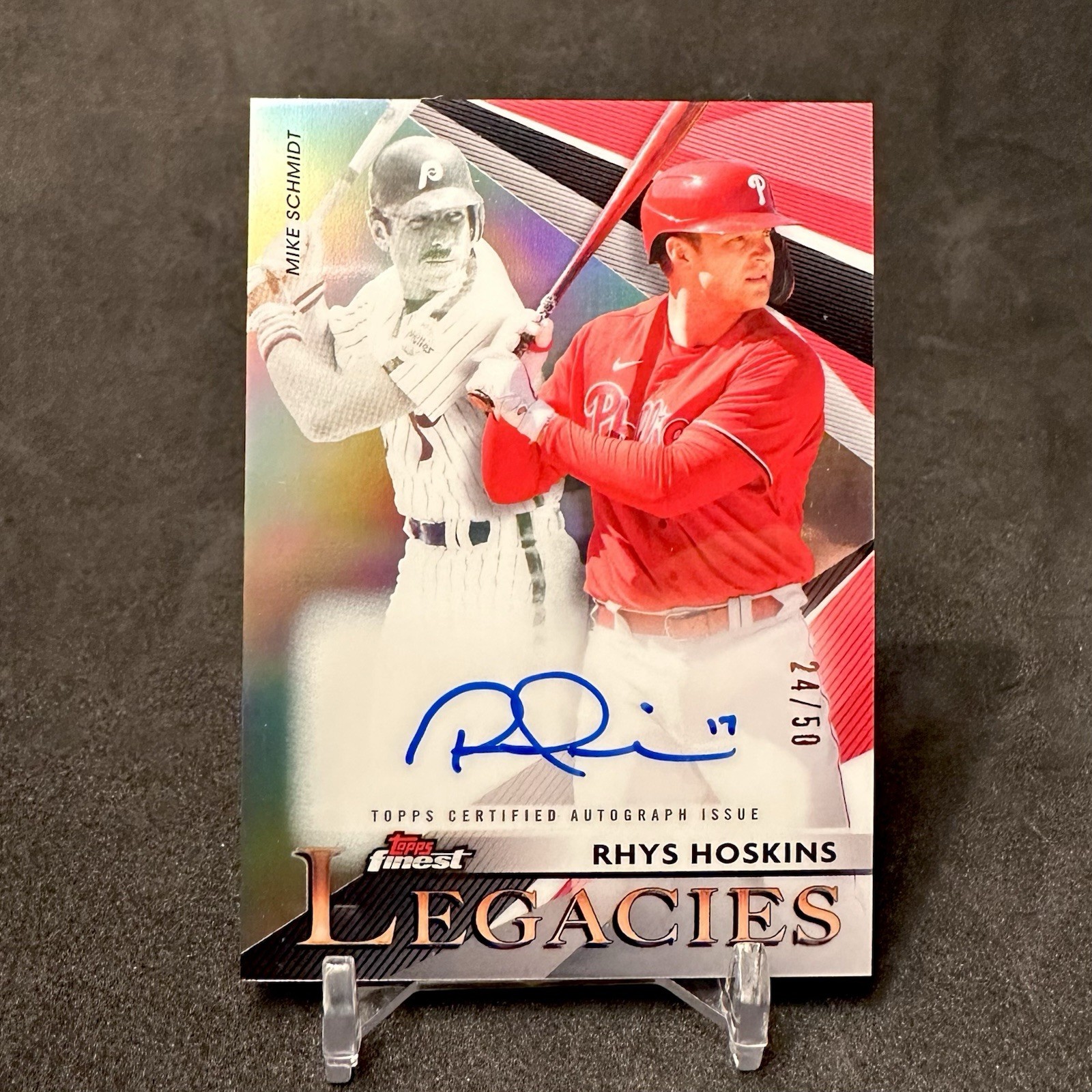2021 Topps Finest Rhys Hoskins Legacies Auto #FLA-RH Gold /50
