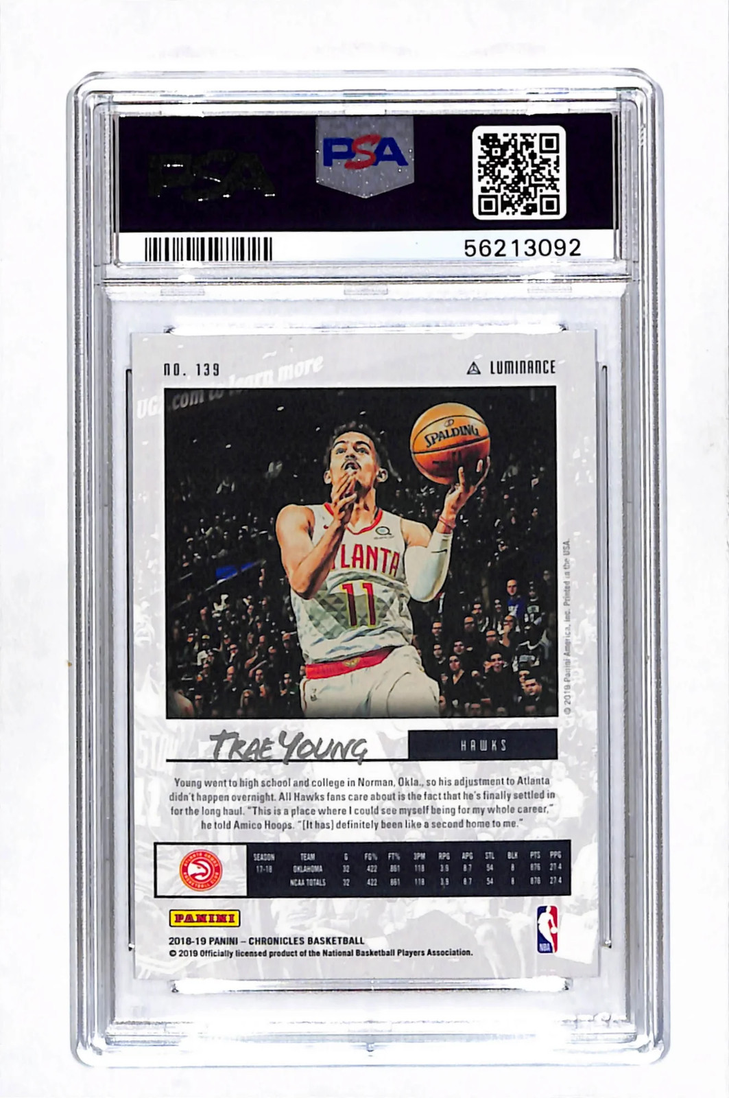 2018 Panini Chronicles Trae Young #139 Pink PSA 10