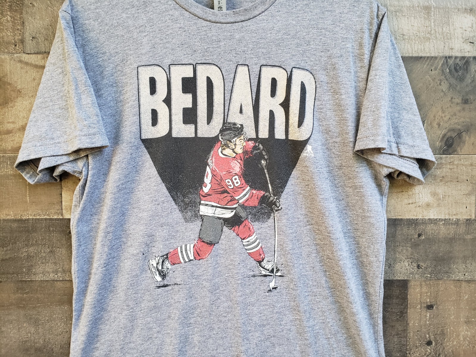 🔥 Connor Bedard NHLPA Gray Short Sleeve Shirt Men’s Small S Chicago Hockey