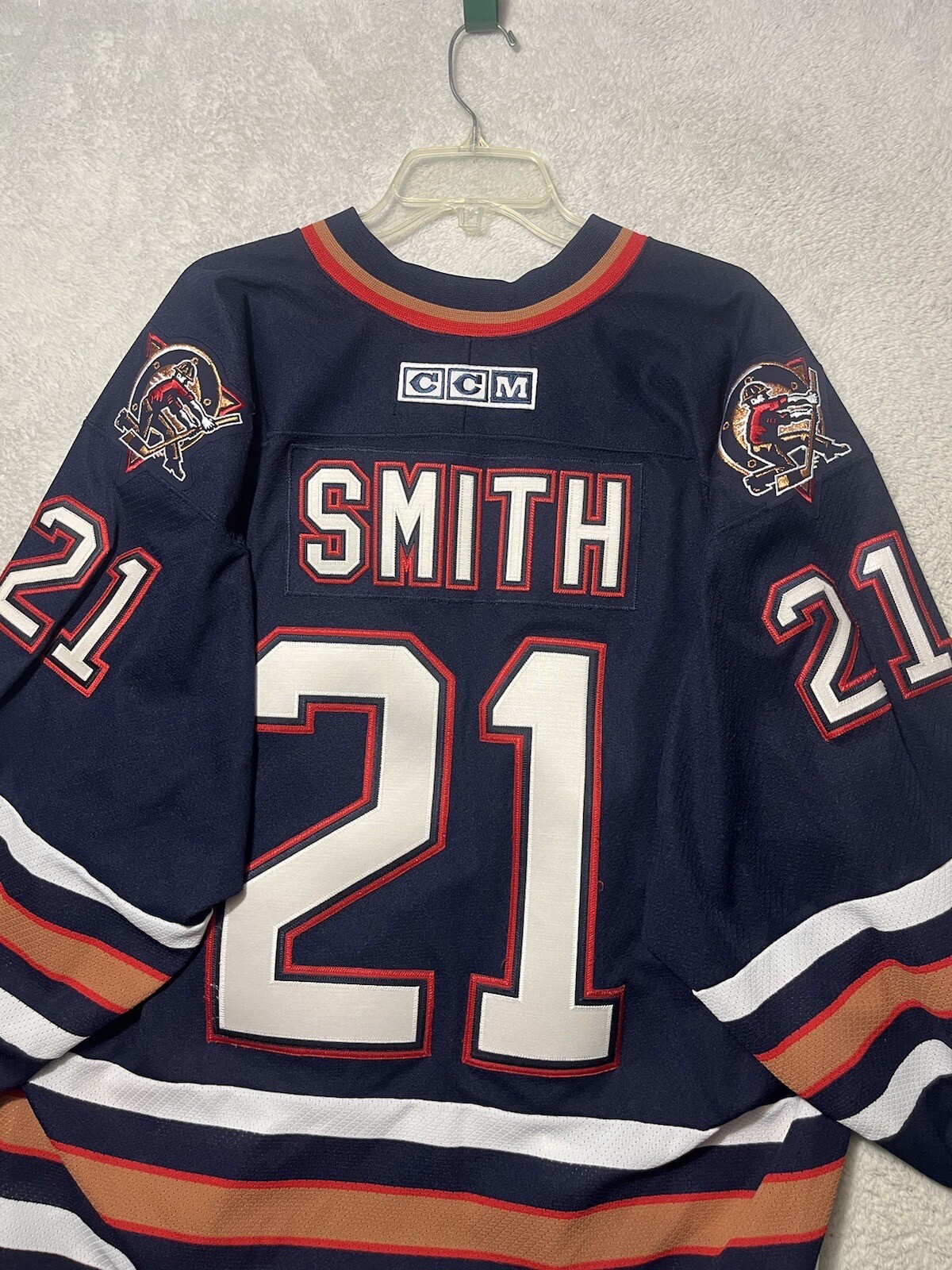 JASON SMITH EDMONTON OILERS CCM STANLEY CUP REPLICA JERSEY XXL NEVER WORN..