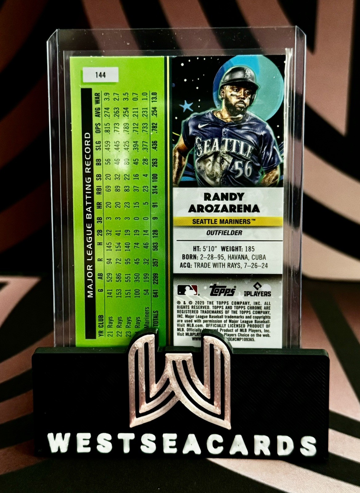 2025 Topps Cosmic Chrome – Randy Arozarena #144 Green Space Dust Refractor /75