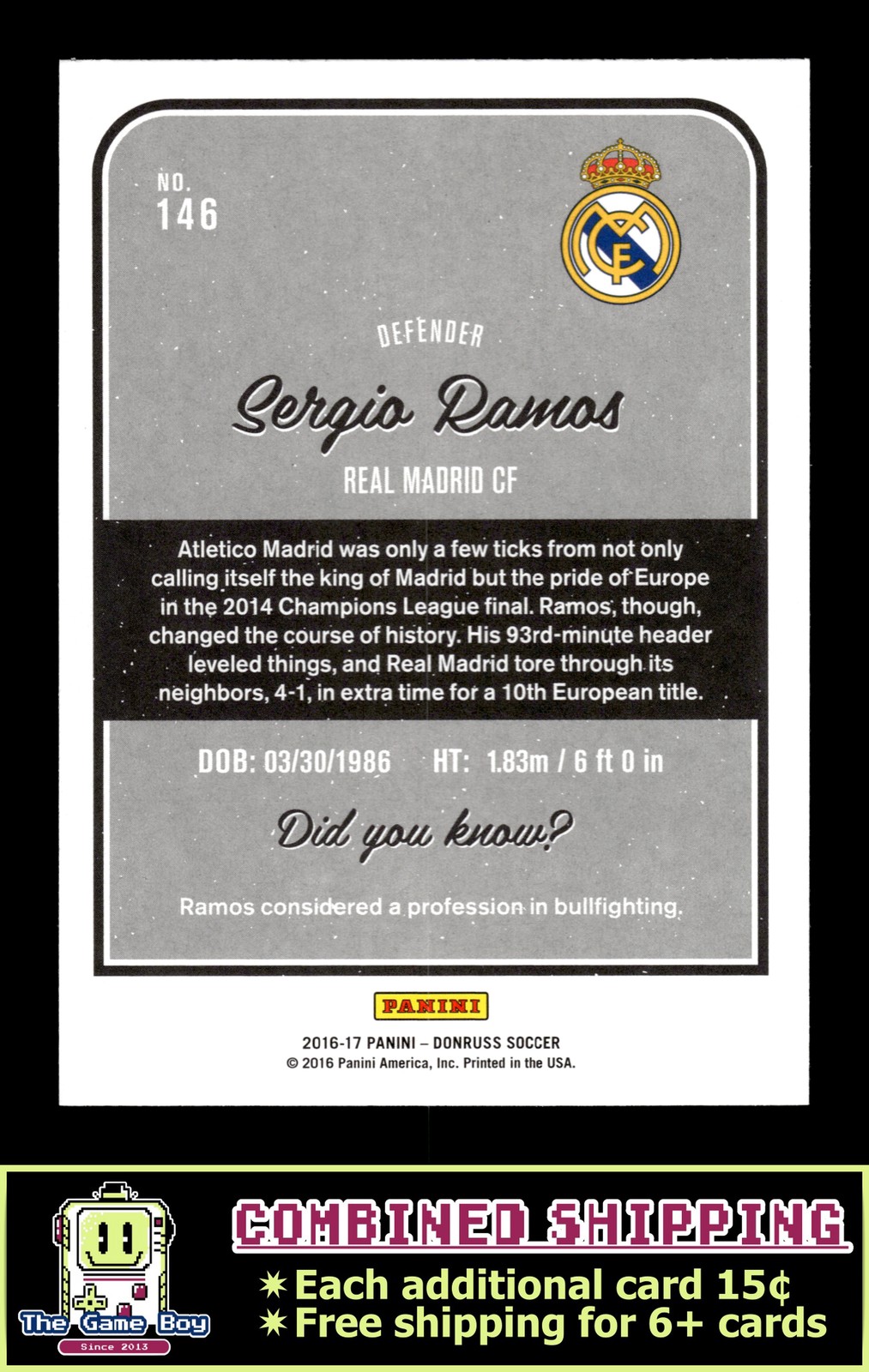 2016-17 Donruss #146 Sergio Ramos Real Madrid CF