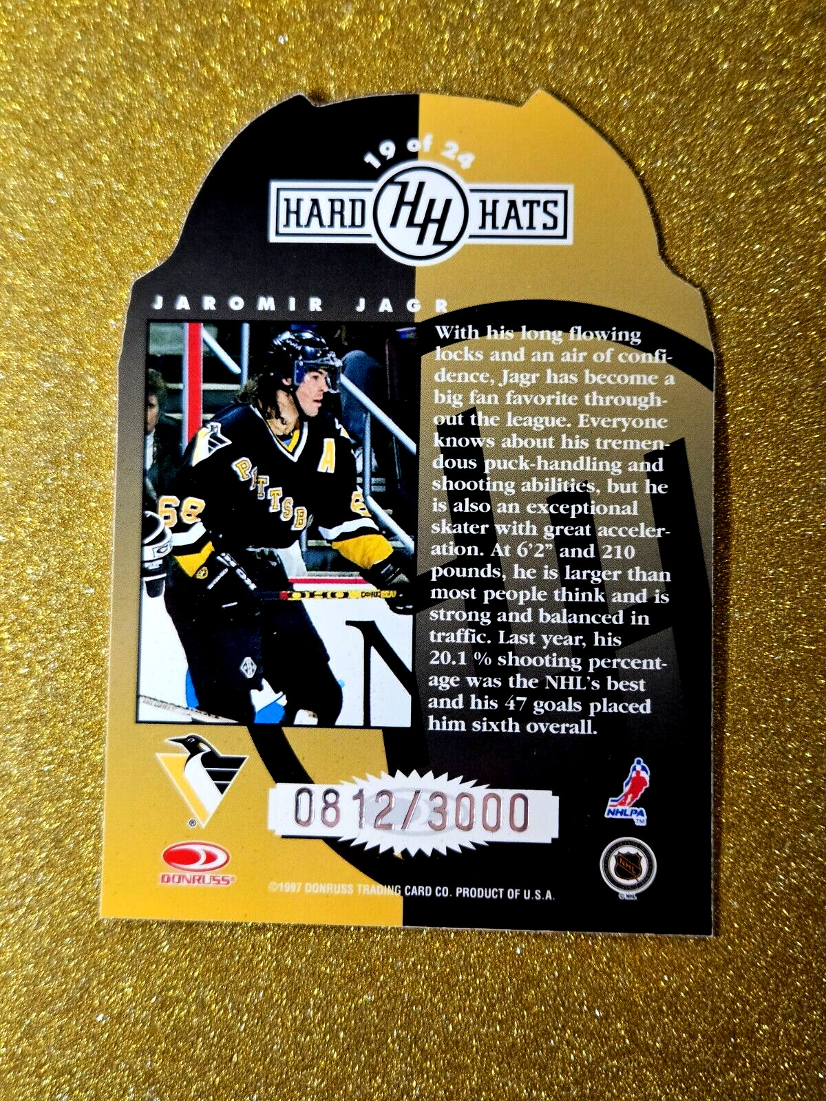 1997-98 Donruss Studio Hard Hats /3000 Jaromir Jagr Penguins Die-Cut #19 MINT SP