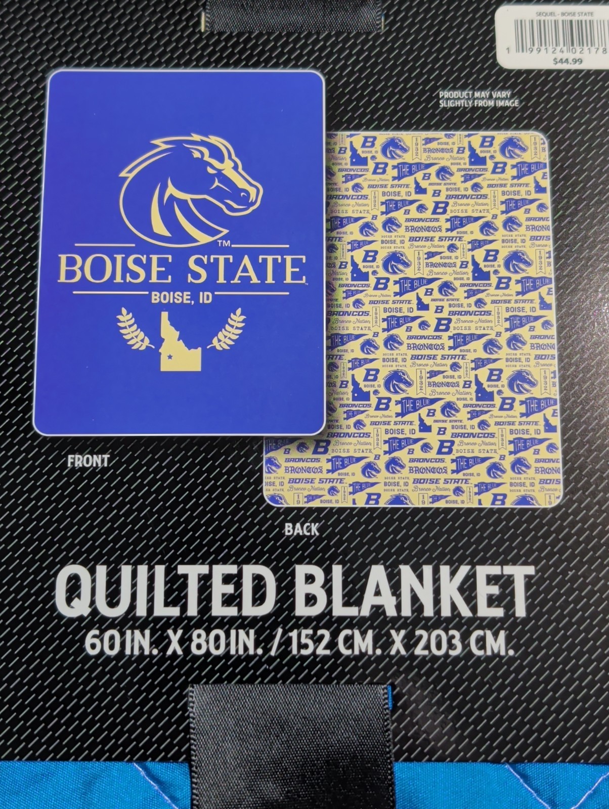 NEW NCAA Boise State Broncos Lightweight Quilted Blanket 60″x80″ Double Sided