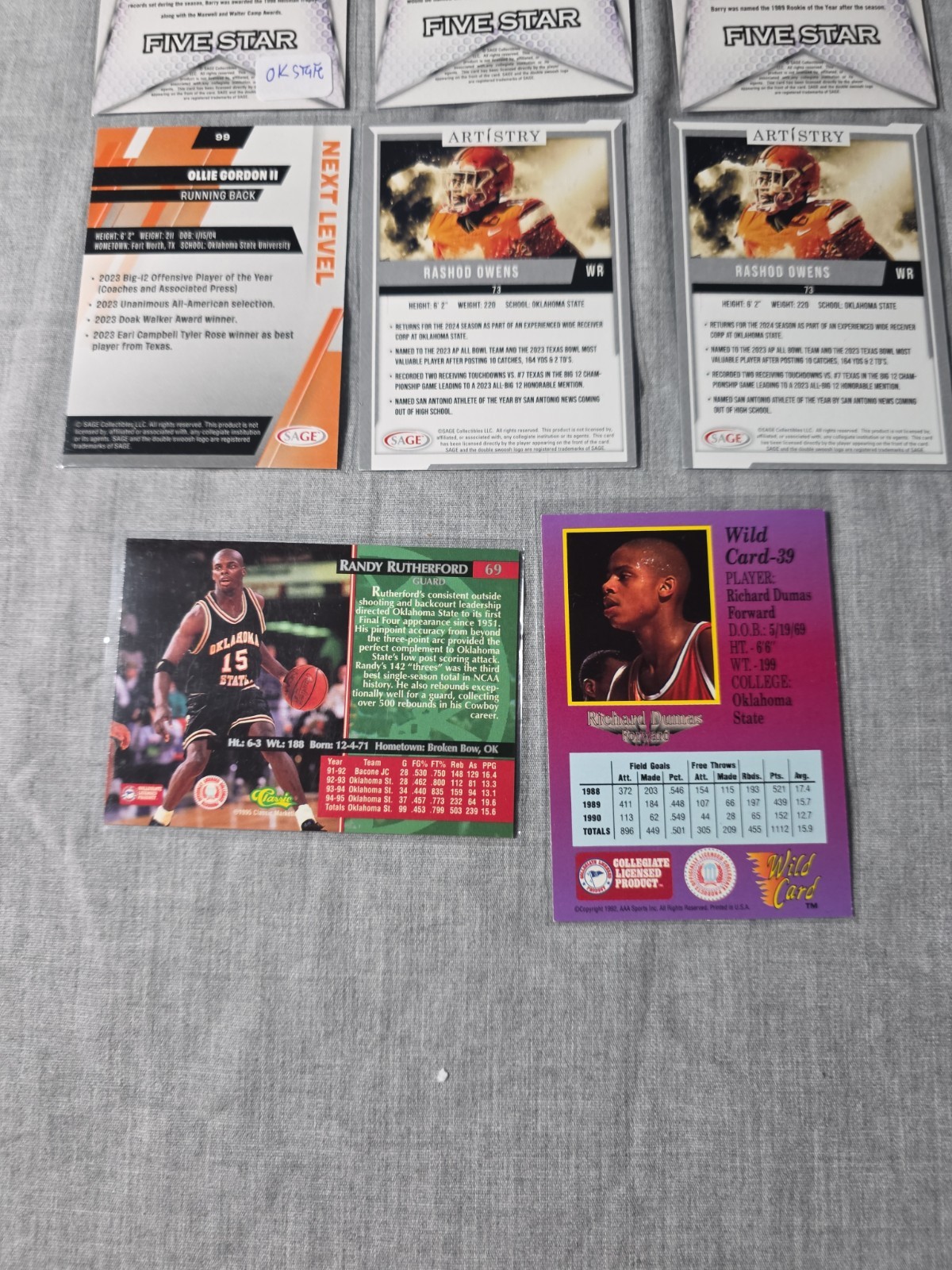 University Of Oklahoma St. Basketball & Football Trading Card Lot Of 8