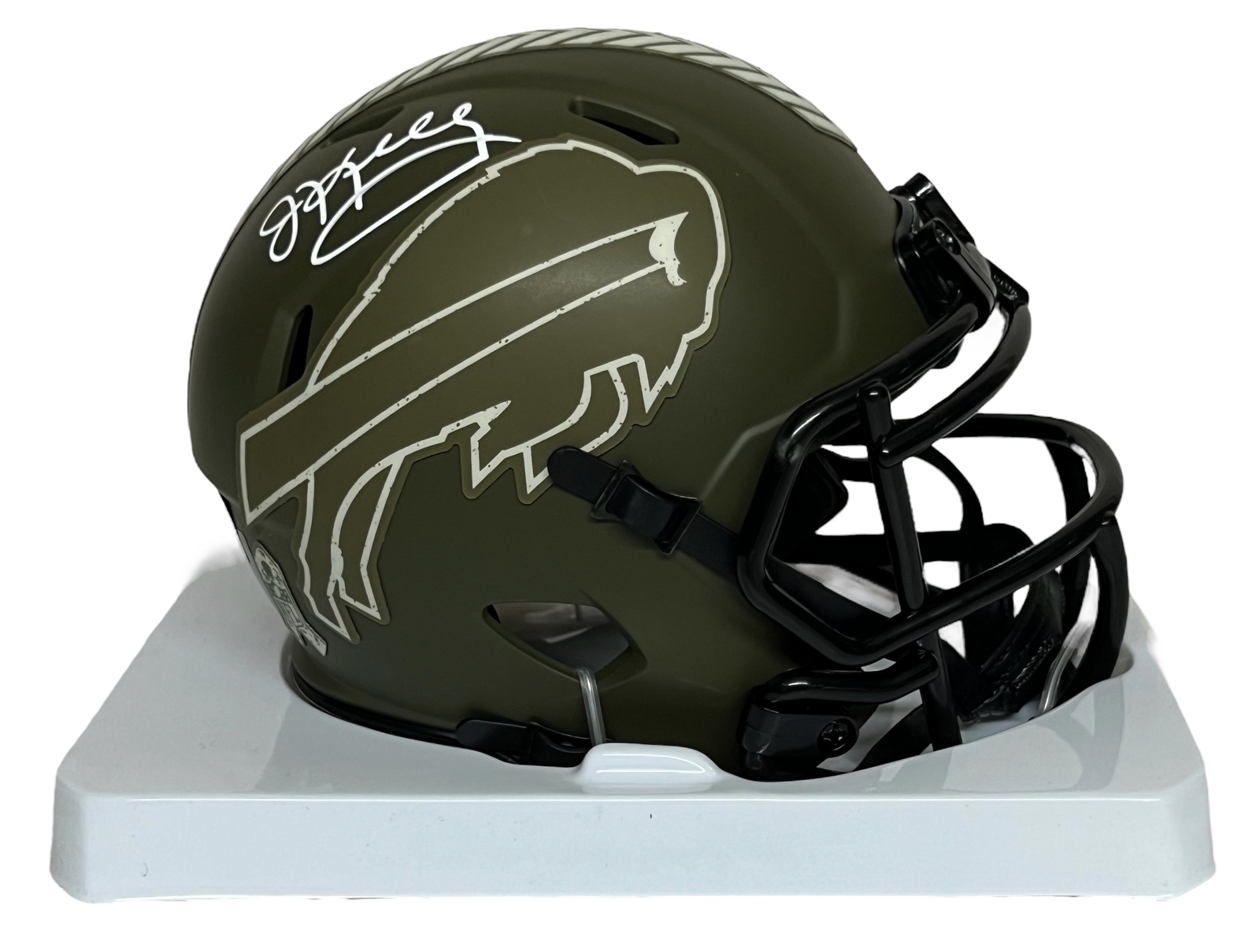 Buffalo Bills Jim Kelly Autographed Salute To Service Speed Mini Helmet BAS A…
