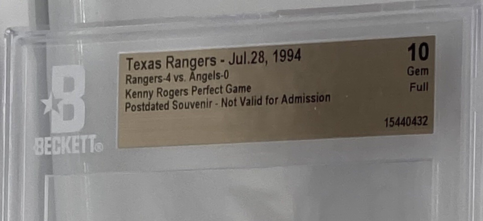 Kenny Rogers 1994 Perfect Game Full Ticket – Beckett (10)