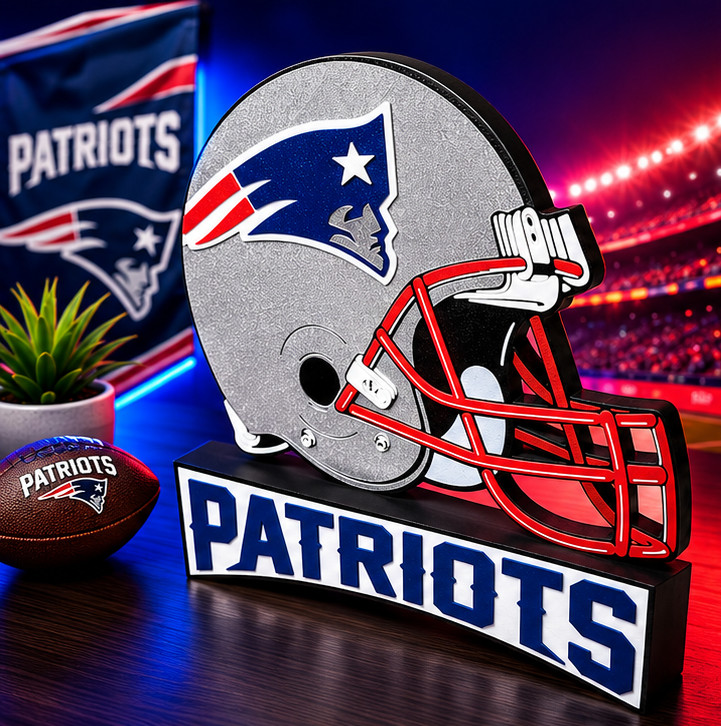 New England Patriots 3D Printed Helmet Sign Desk Display Football Decor