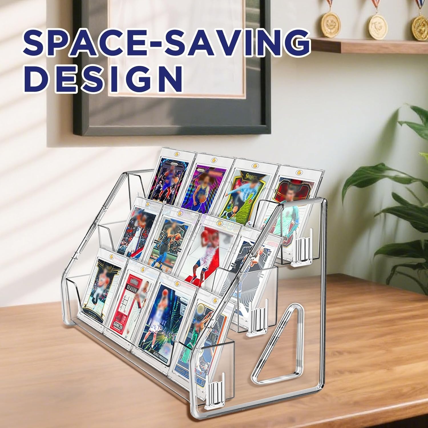 Magnetic Card Holder 3-Tier, Card Display Stand Clear Acrylic Trading Sports Car