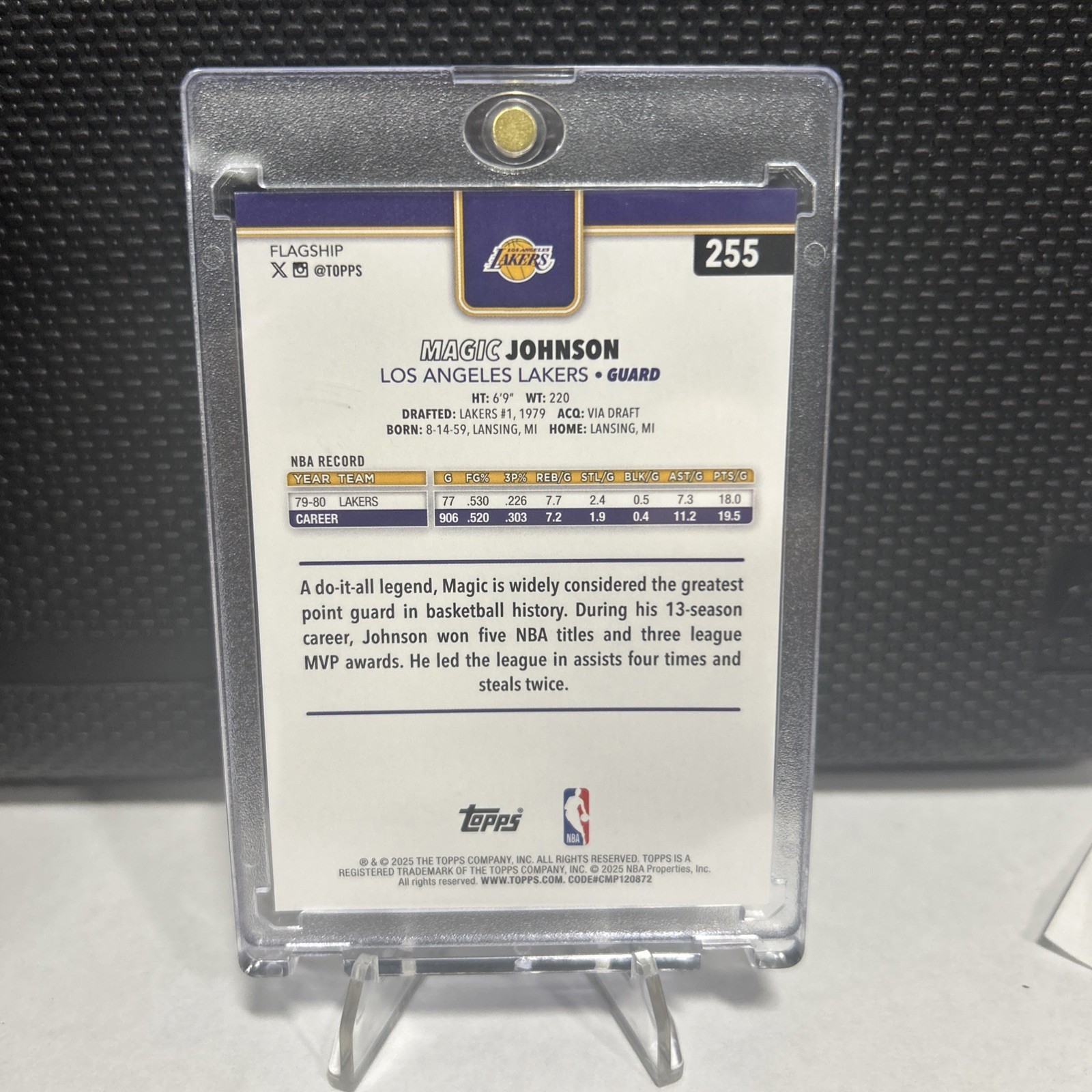 Magic Johnson 2025 Topps Gold /2025 LA Lakers SP #255