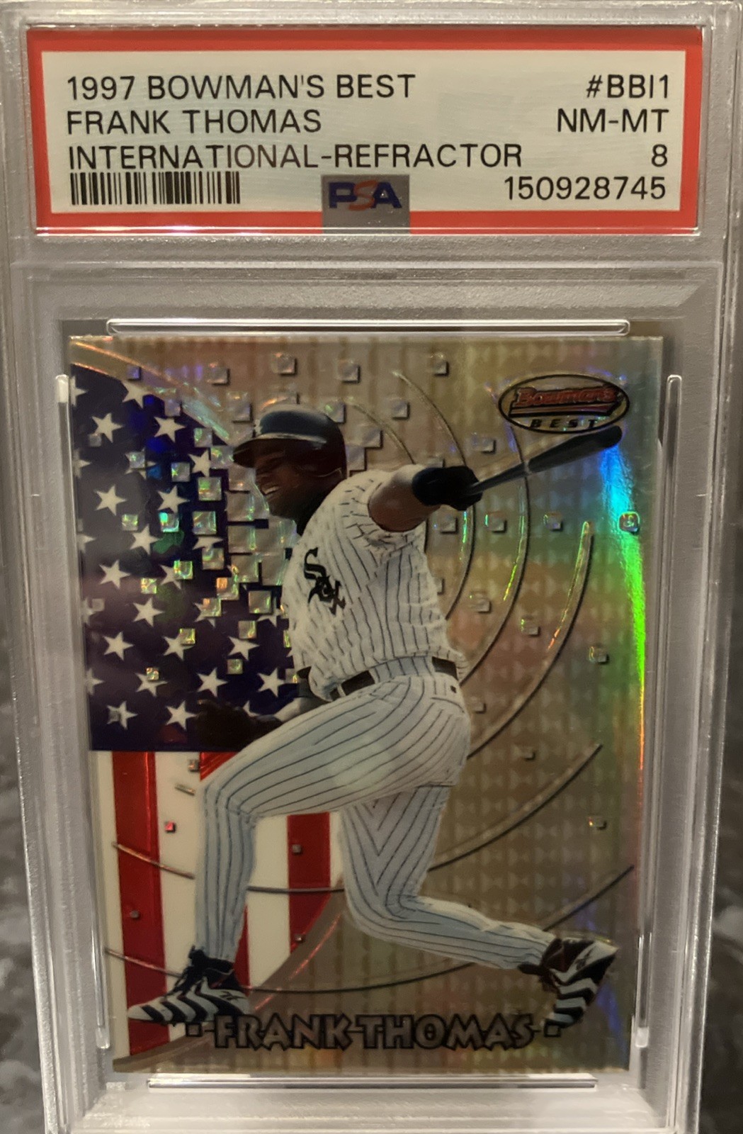1997 Bowman #BBI 1 Frank Thomas International Best Refractors Psa 8