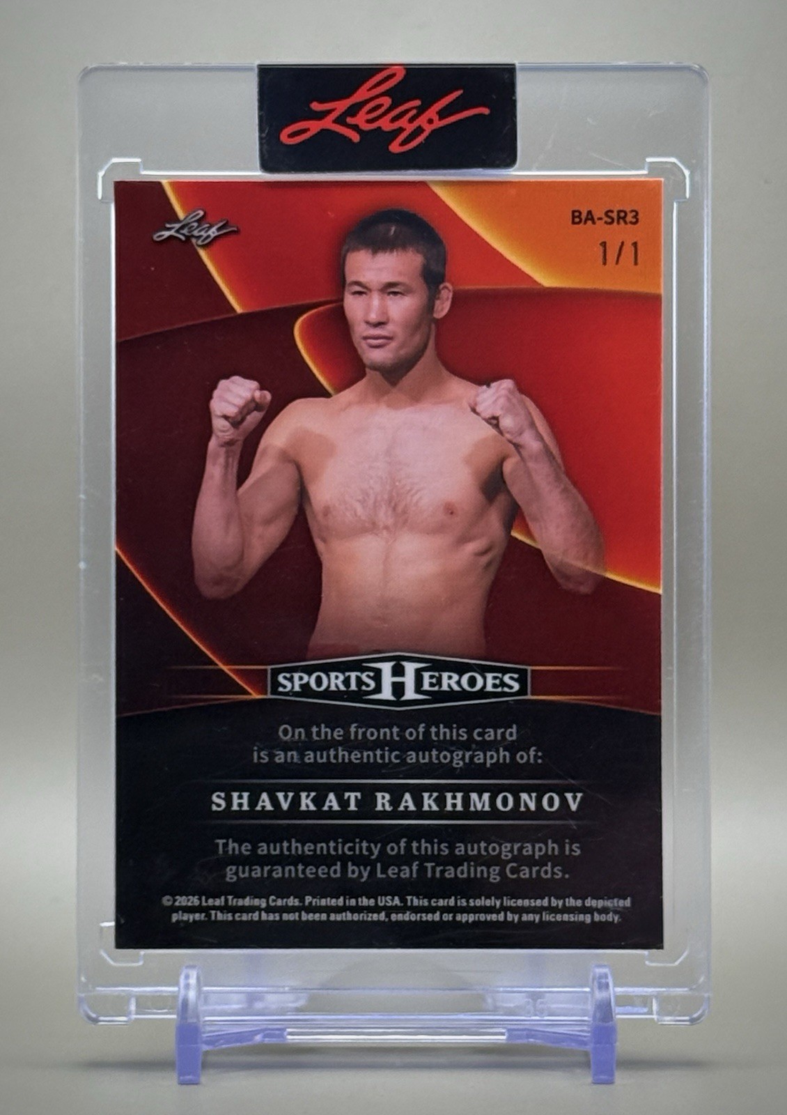 Shavkat Rakhmonov 2025 Leaf Metal Sports Heroes #BA-SR3 Platinum White Auto #1/1