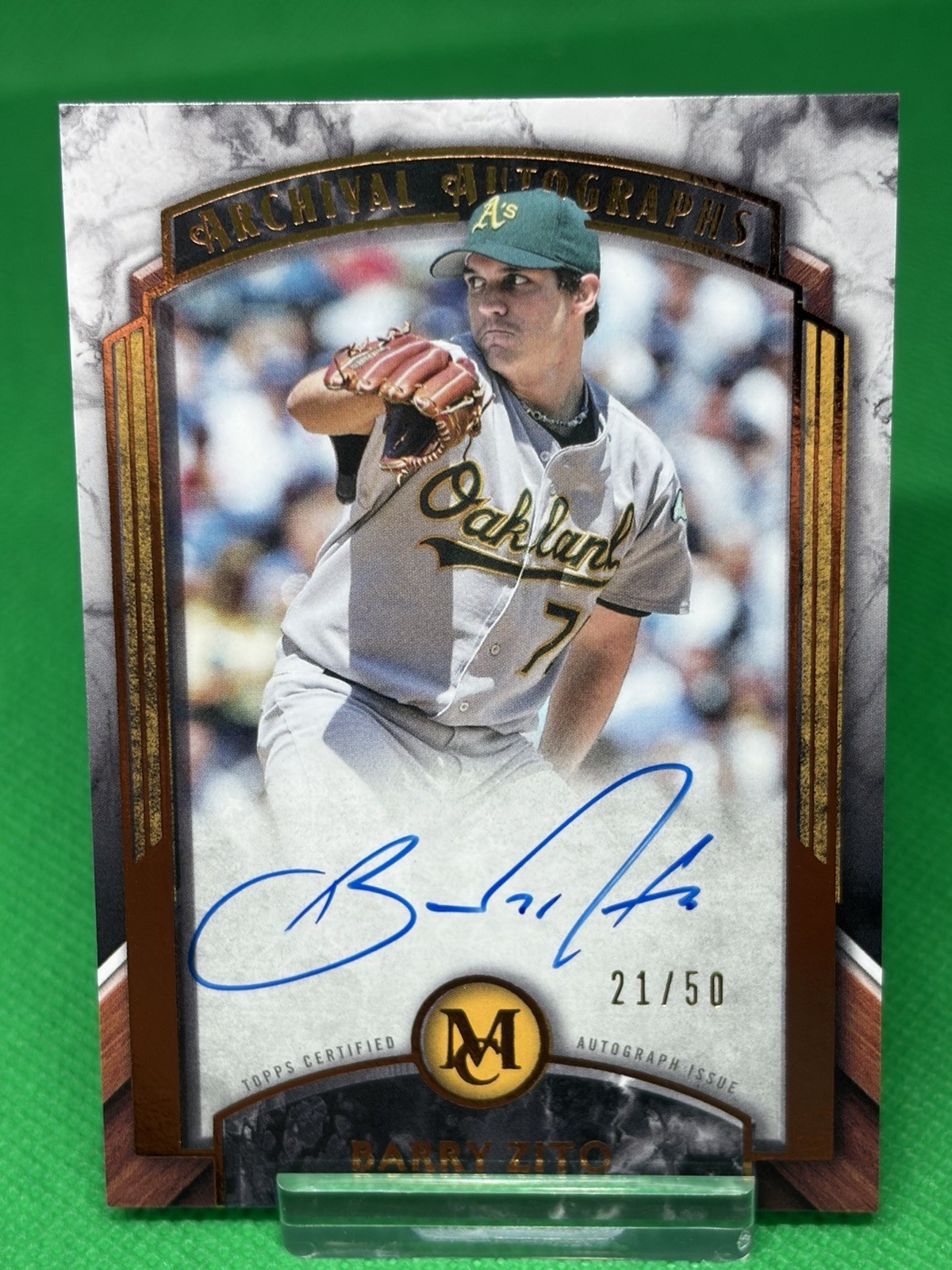 Barry Zito /50 – 2022 Topps Museum Collection Archival Auto Copper Athletics