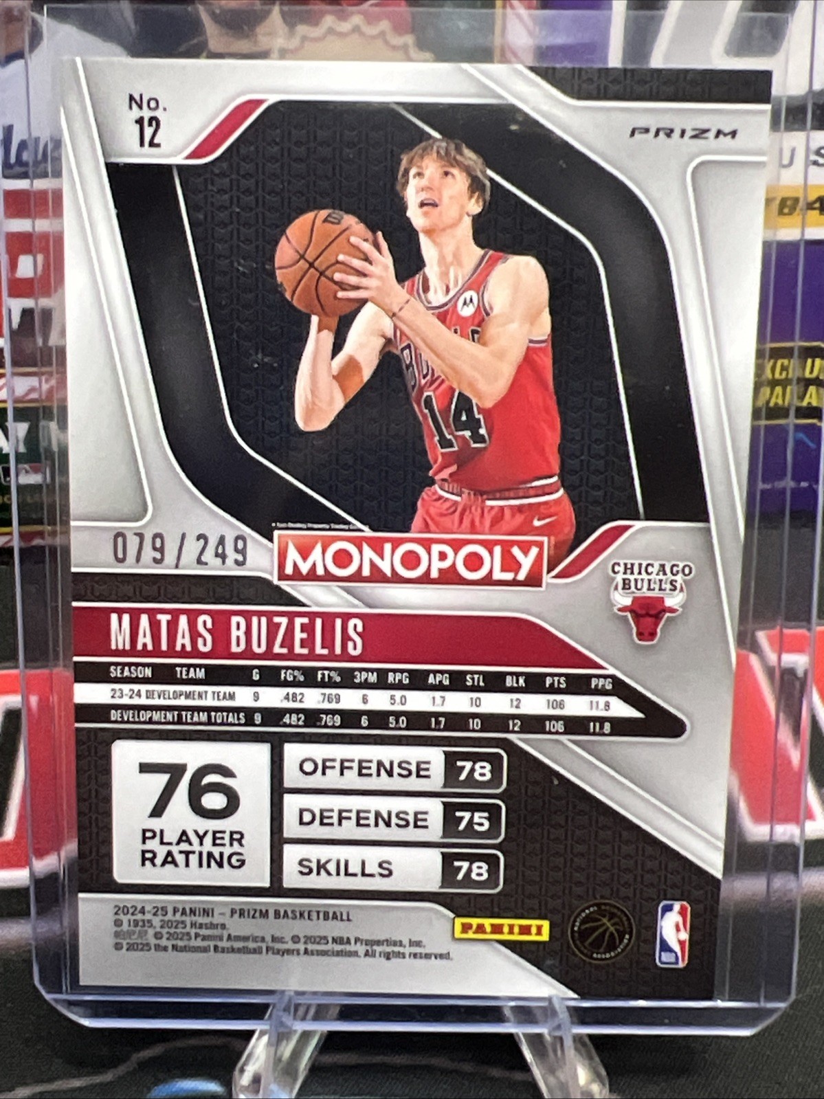 Matas Buzelis 2024 25 Monopoly Prizm Light Blue Prizm #/249 Rare Clean!