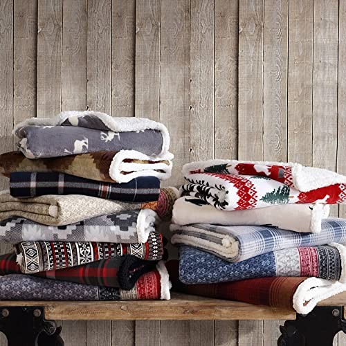 Eddie Bauer – Throw Blanket, Brushed Fleece & 50″ x 70″, Fair Isle Dark Steel