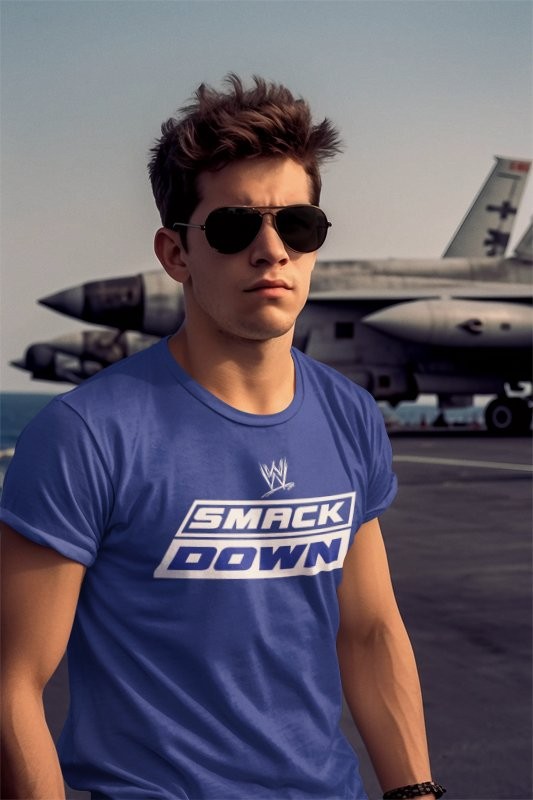 WWE Friday Night Smackdown Mens Blue T-shirt
