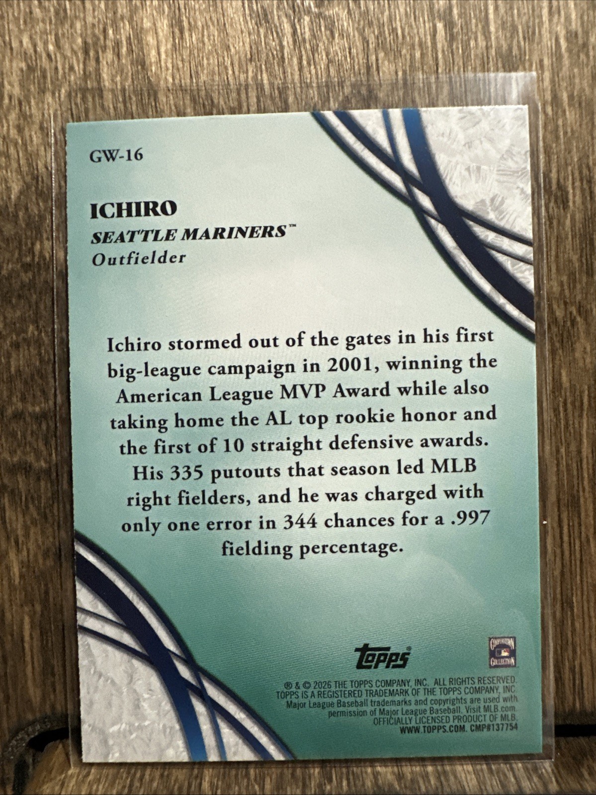 2026 Topps Series 2 Ichiro Glove Work #GW-16 Seattle Mariners