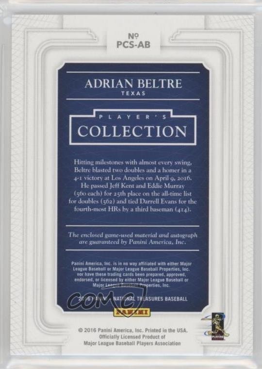 2016 Panini National Treasures 13/25 Adrian Beltre #PCS-AB Auto HOF 4f5