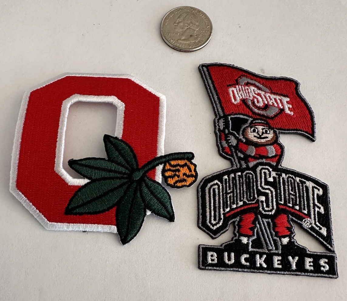 (2) OSU The Ohio State Vintage Embroidered Iron On Patches 3”x 3” & 3.5”x 2”