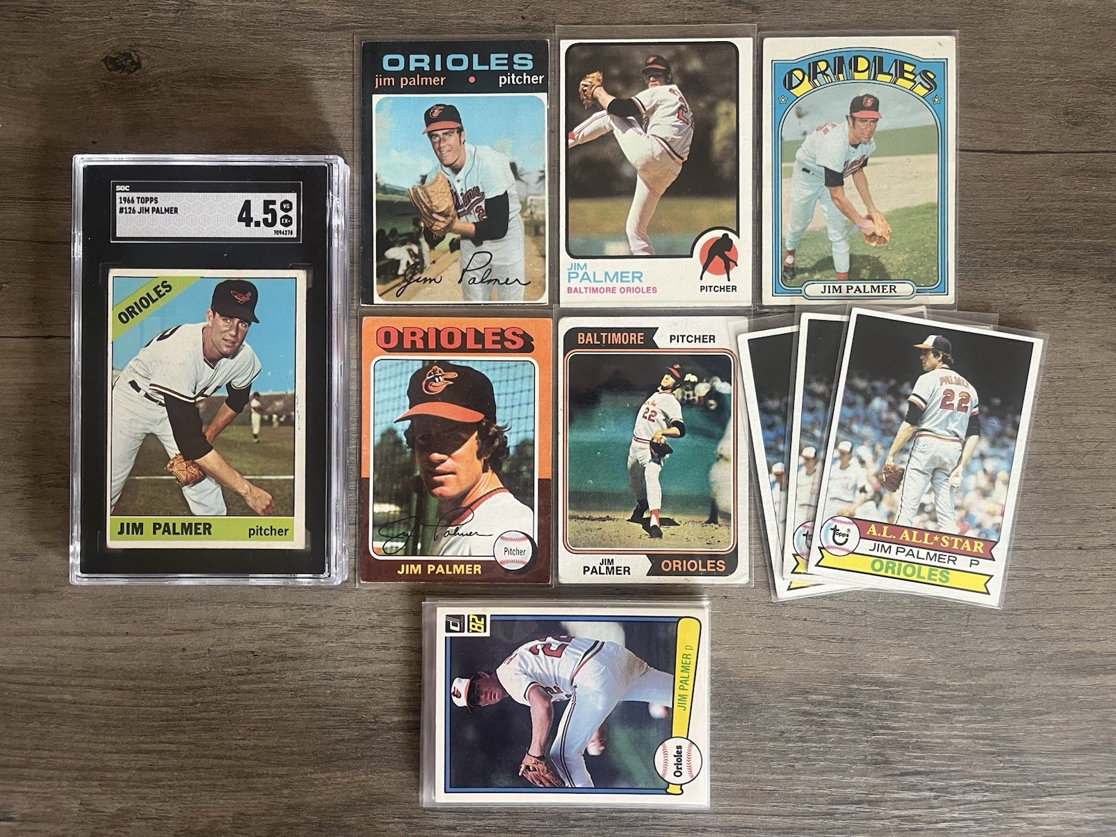 Jim Palmer Lot with SGC Graded 1966 Rookie RC – Plus 1984 Topps Tiffany & More