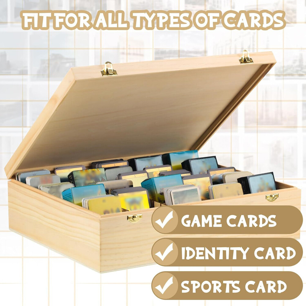 US Sports Trading Card Wood Storage Box Game Card Divider Case Collection Holder