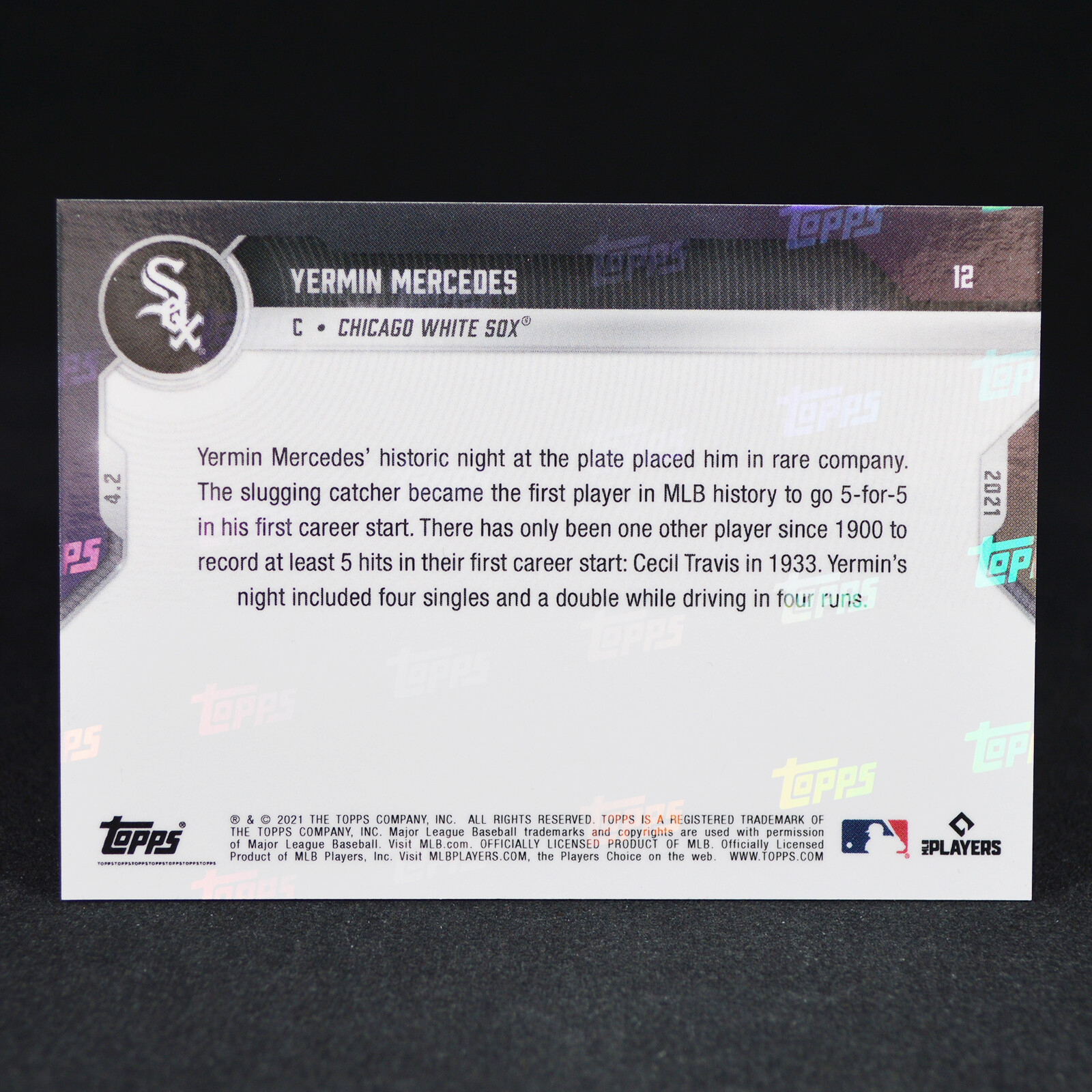 Yermin Mercedes RC Rookie – 2021 Topps Now #12 – White Sox