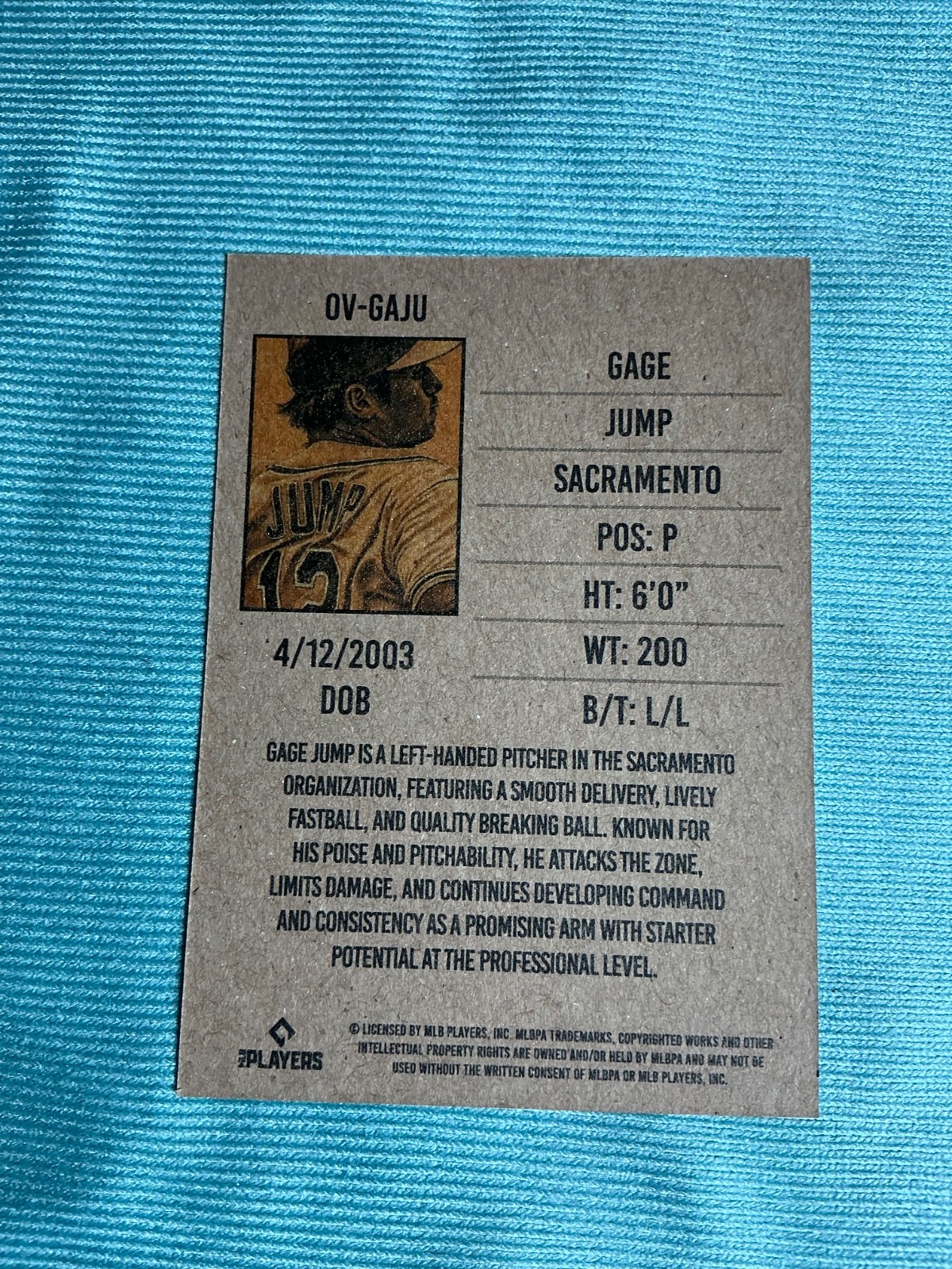 2026 Onyx Baseball Gage Jump Base Card Oakland Athletics