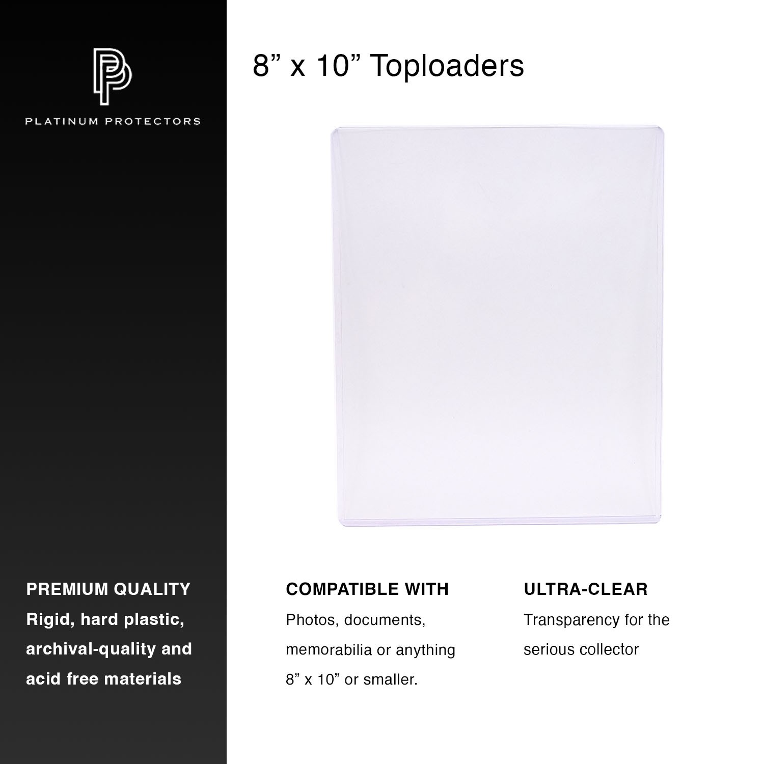 Platinum Protectors 8×10 Toploaders Premium Photo Plastic Rigid Holders Sleeves