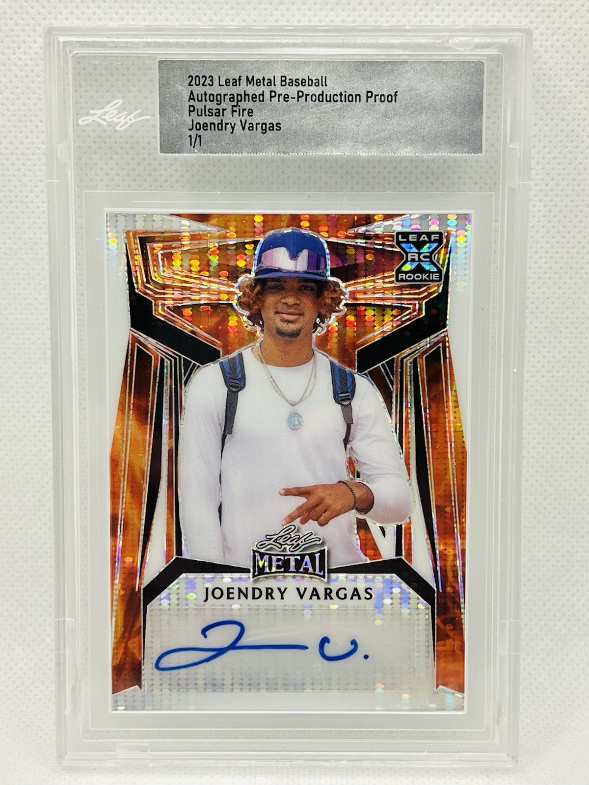 2023 Leaf Metal 1/1 Pulsar Fire Joendry Vargas Rookie Autograph Uncirculated