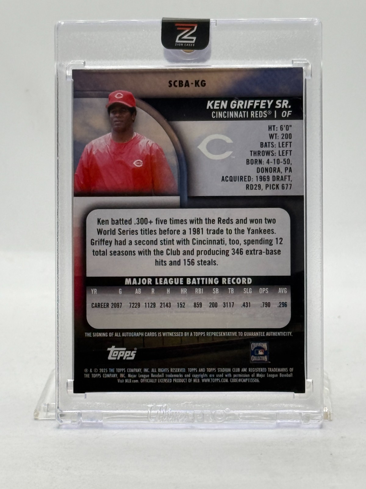 2025 Topps Stadium Holo #SCBA-KG – KEN GRIFFEY SR. (ON-CARD AUTO ~ #’d / 25)
