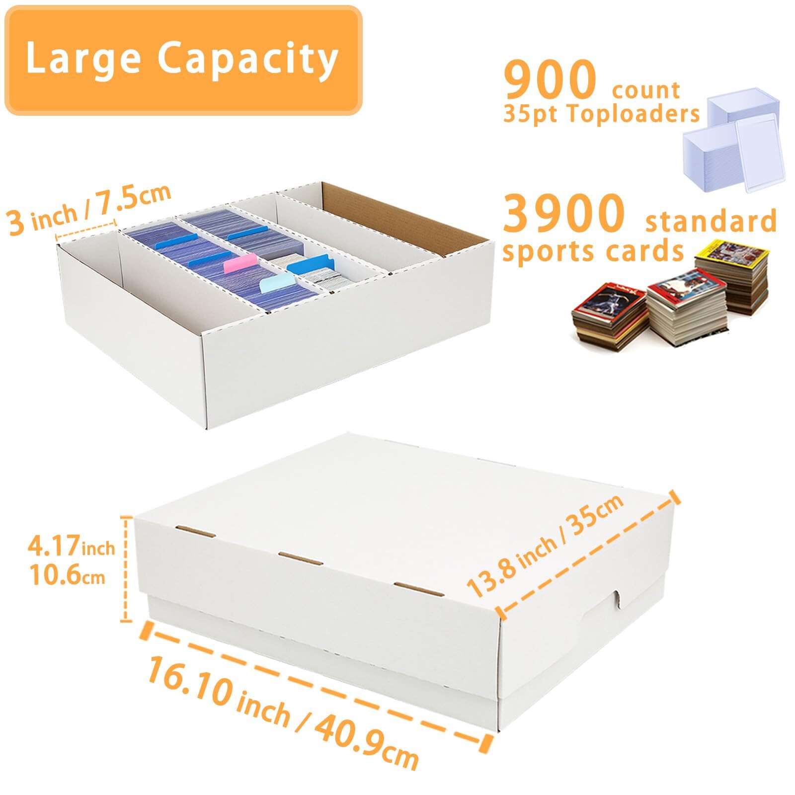 5 Row Trading Card Storage Box Organizer for Collectible Baseball Game Cards